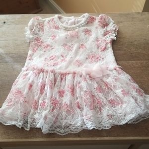 Little Me Floral Lace Dress with Mesh Underskirt